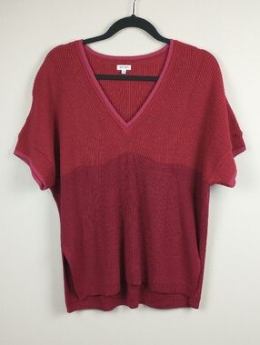 Mersea Sweater Womens One Size OS Red Colorblock V Neck Oversized Knit